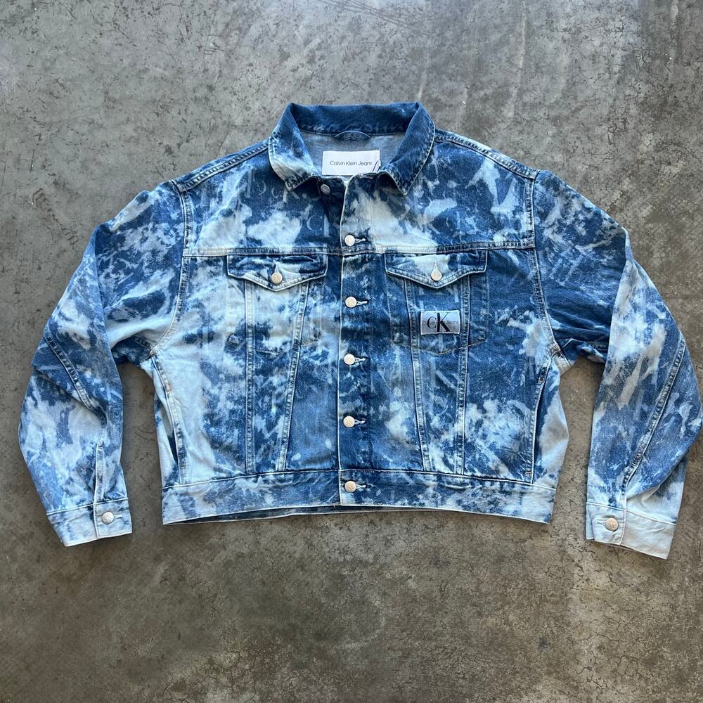 Calvin Klein Jeans Boxy Oversized Denim Jacket Cloudy AOP